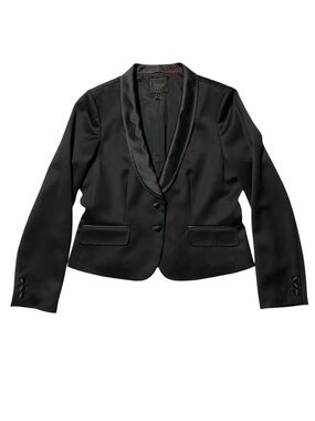 J Crew Collection Black Wool Crop Tuxedo  Blazer Minimalist Chic